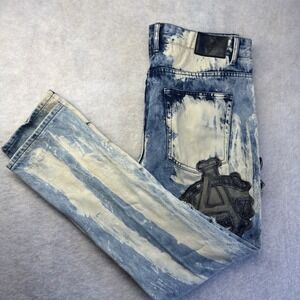 Imperious Distressed Patchwork Denim Embroidered Slim Jeans Vintage Y2K Sz 38x32